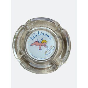 Vintage Hotel Las Brisas Acapulco Mexico Clear Glass Ashtray With Cherub Design